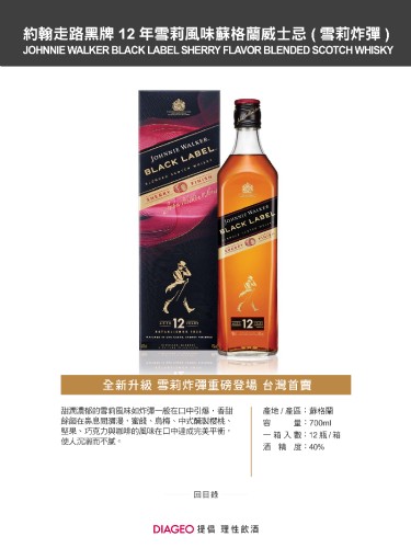 約翰走路黑牌 12年雪莉風味蘇格蘭威士忌(雪莉炸彈)